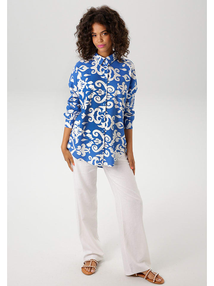 Блузка Aniston, синий/белый 
Блузка Aniston, синий/белый