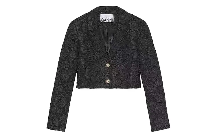 Жакет кроп с жаккардовым узором GANNI, черный
Жакет кроп с жаккардовым узором GANNI, черный