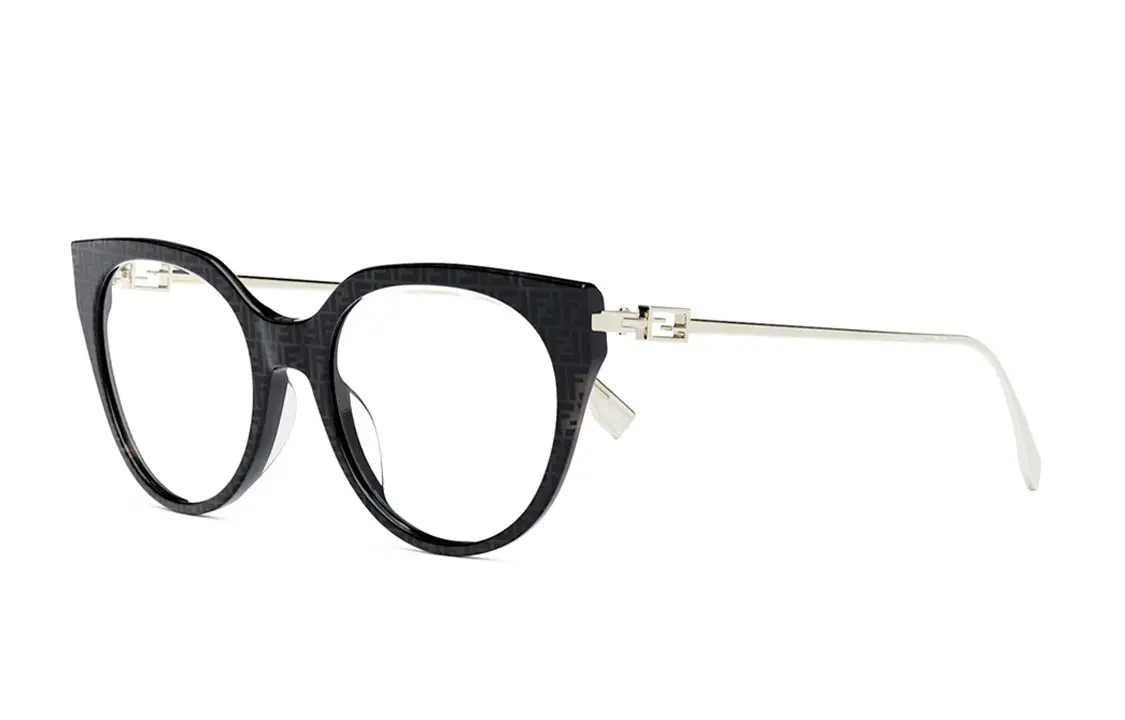 Ацетатные металлические очки в форме кошачьего глаза унисекс серебристые FENDI