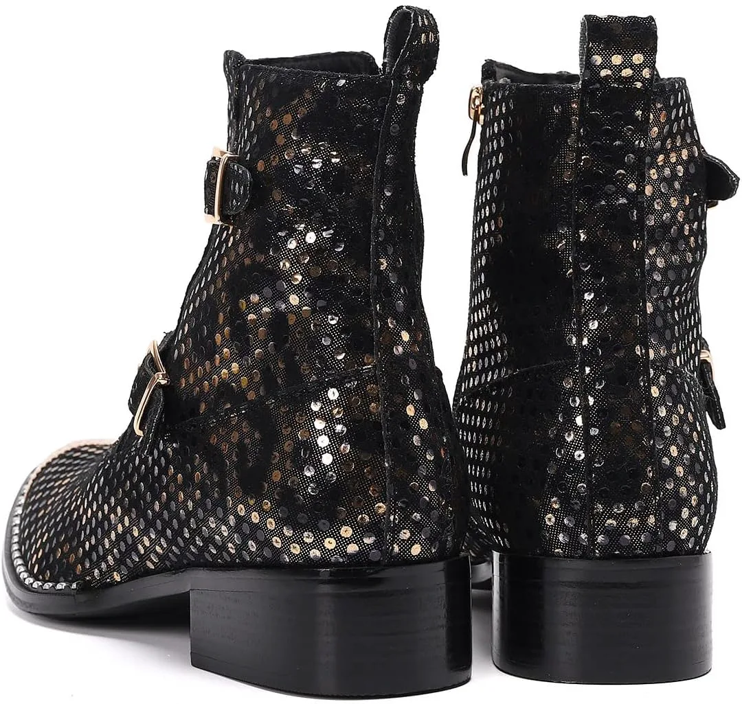 Мужские черные ботинки Santimon до щиколотки с двойной пряжкой и металлическим носком - готические панк-ботинки в западном стиле с заклепками - высокие кожаные ботинки для концертов, сцены и вечеринок, золотой
Мужские черные ботинки Santimon до щиколотки с двойной пряжкой и металлическим носком - готические панк-ботинки в западном стиле с заклепками - высокие кожаные ботинки для концертов, сцены и вечеринок, золотой