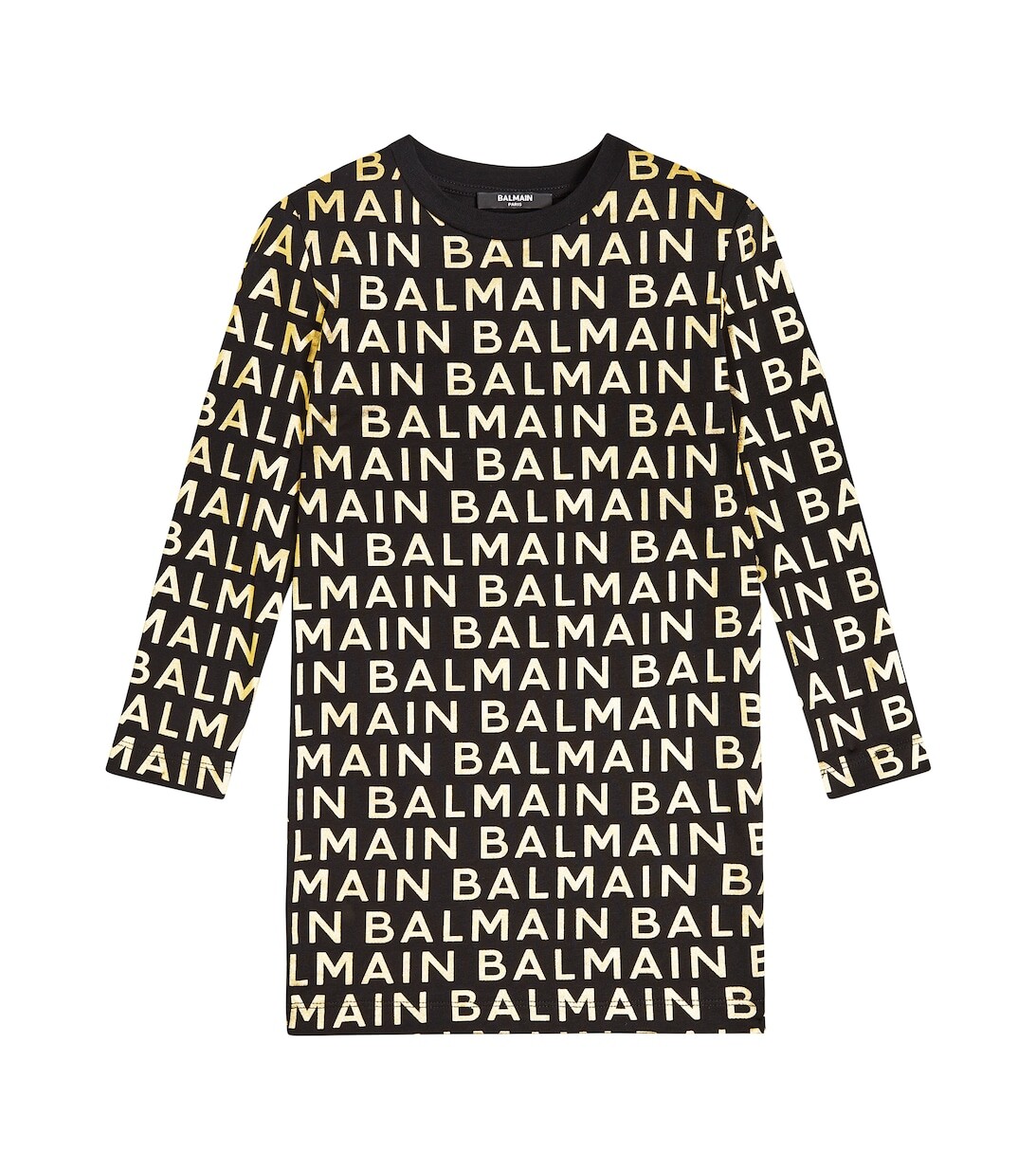 Платье из хлопка с логотипом Balmain, черный 
Платье из хлопка с логотипом Balmain, черный