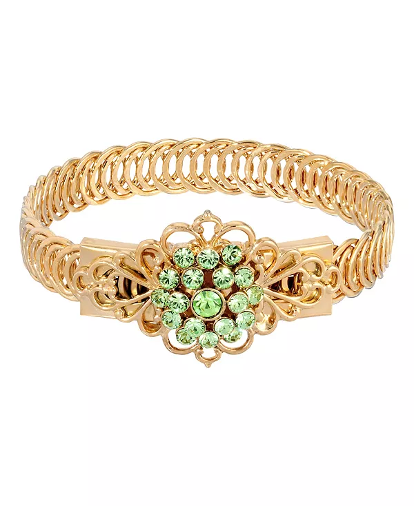 Браслет-Пояс с накладным зеленым цветком из 14-каратного золота 2028, green
Браслет-Пояс с накладным зеленым цветком из 14-каратного золота 2028, green