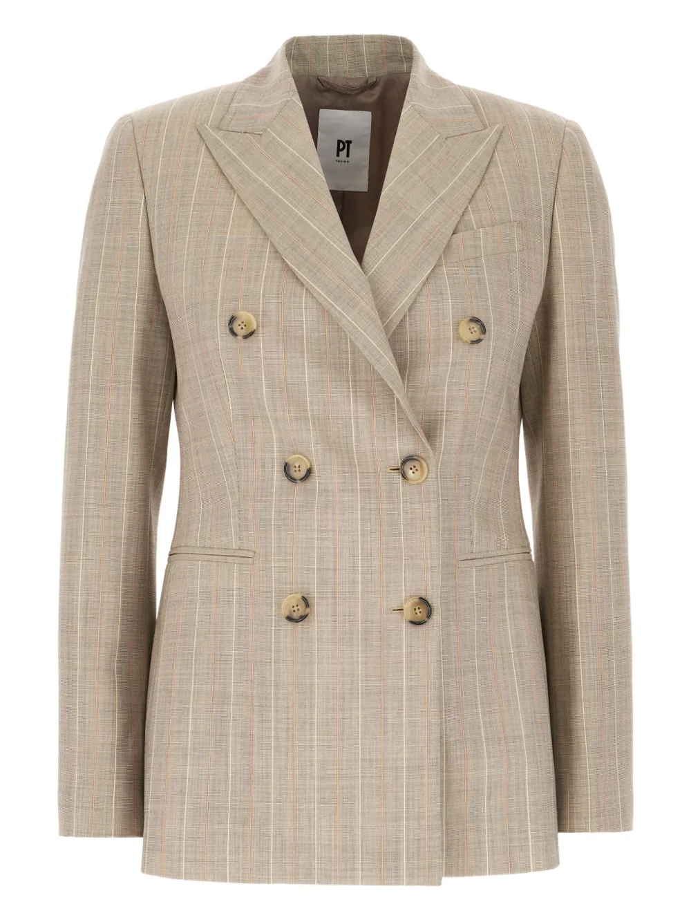 Двубортный пиджак в тонкую полоску PT Torino, нейтральный
Двубортный пиджак в тонкую полоску PT Torino, нейтральный