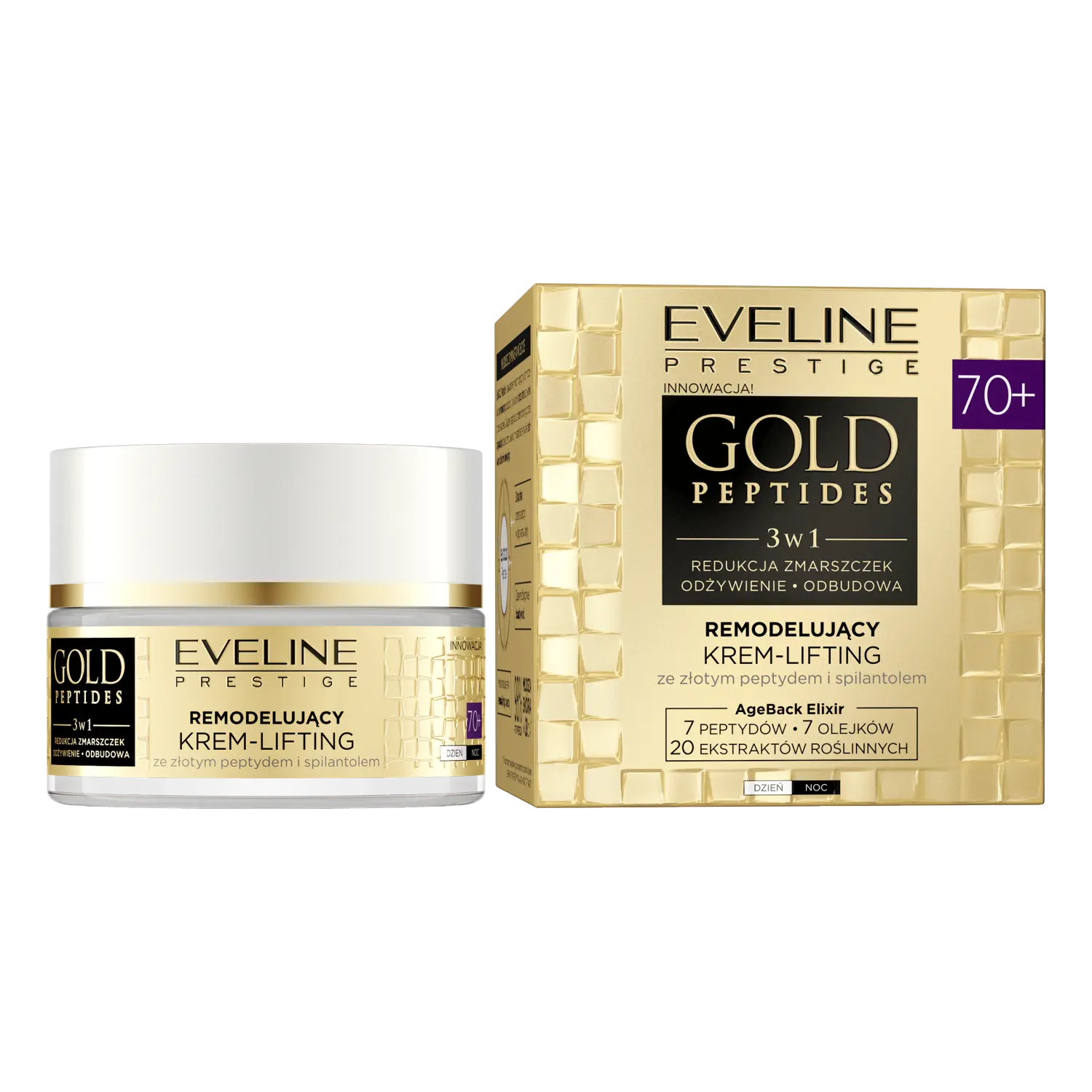 Лифтинг лица 70+ Eveline Prestige Gold Peptides, 50 мл 
Лифтинг лица 70+ Eveline Prestige Gold Peptides, 50 мл
