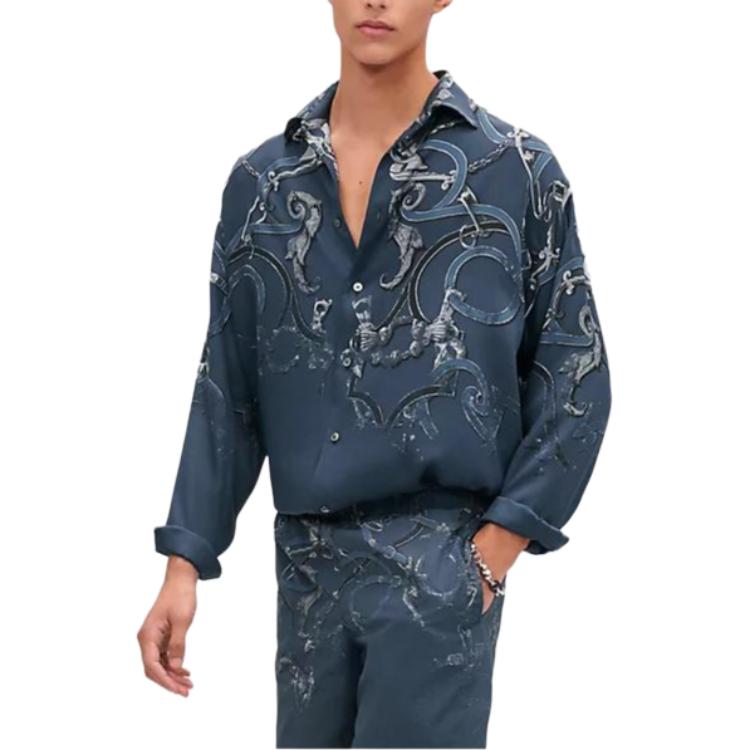 HERMES Мужская синяя рубашка
HERMES Мужская синяя рубашка