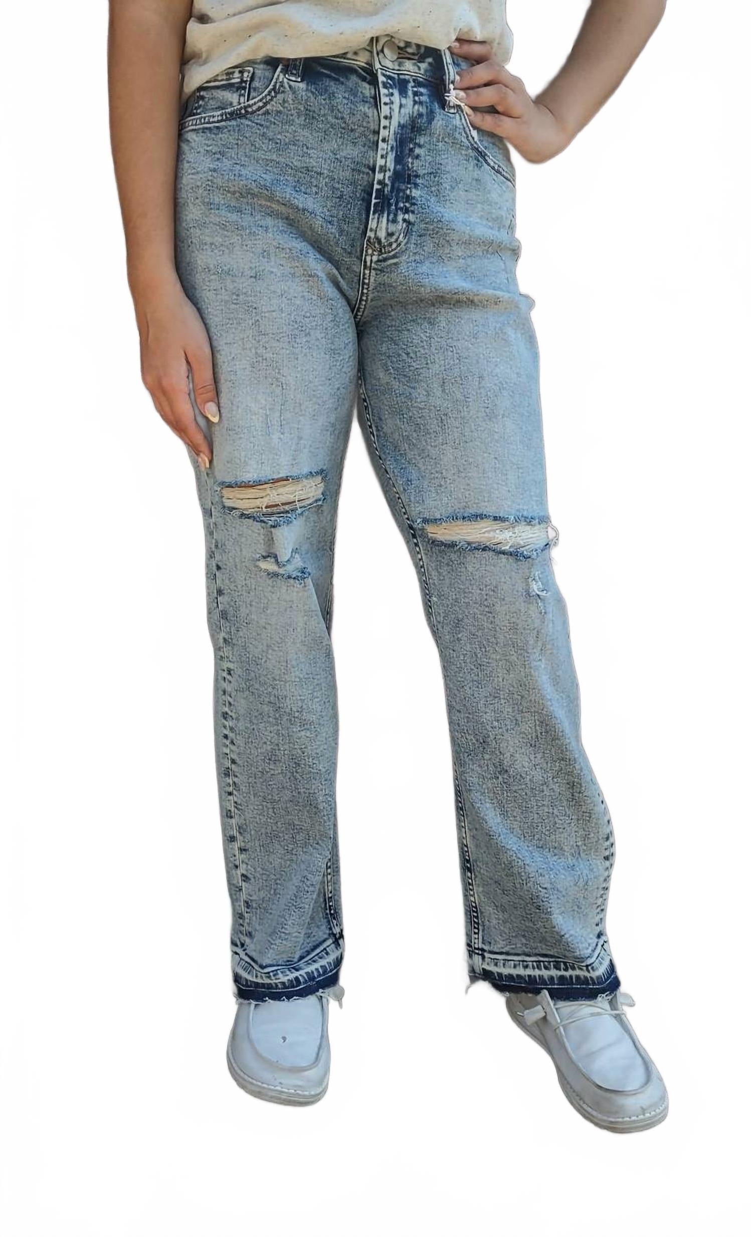 Синие джинсы с необработанным краем DEAR JOHN DENIM 
Синие джинсы с необработанным краем DEAR JOHN DENIM