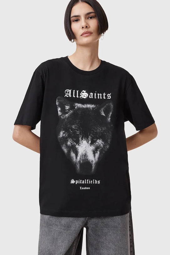 Хлопковая футболка DAWN Allsaints, черный 
Хлопковая футболка DAWN Allsaints, черный