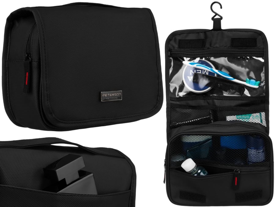 PETRSON Черная мужская косметичка-дорожная сумка с крючком и ручкой для переноски, карман Peterson
PETRSON Черная мужская косметичка-дорожная сумка с крючком и ручкой для переноски, карман Peterson