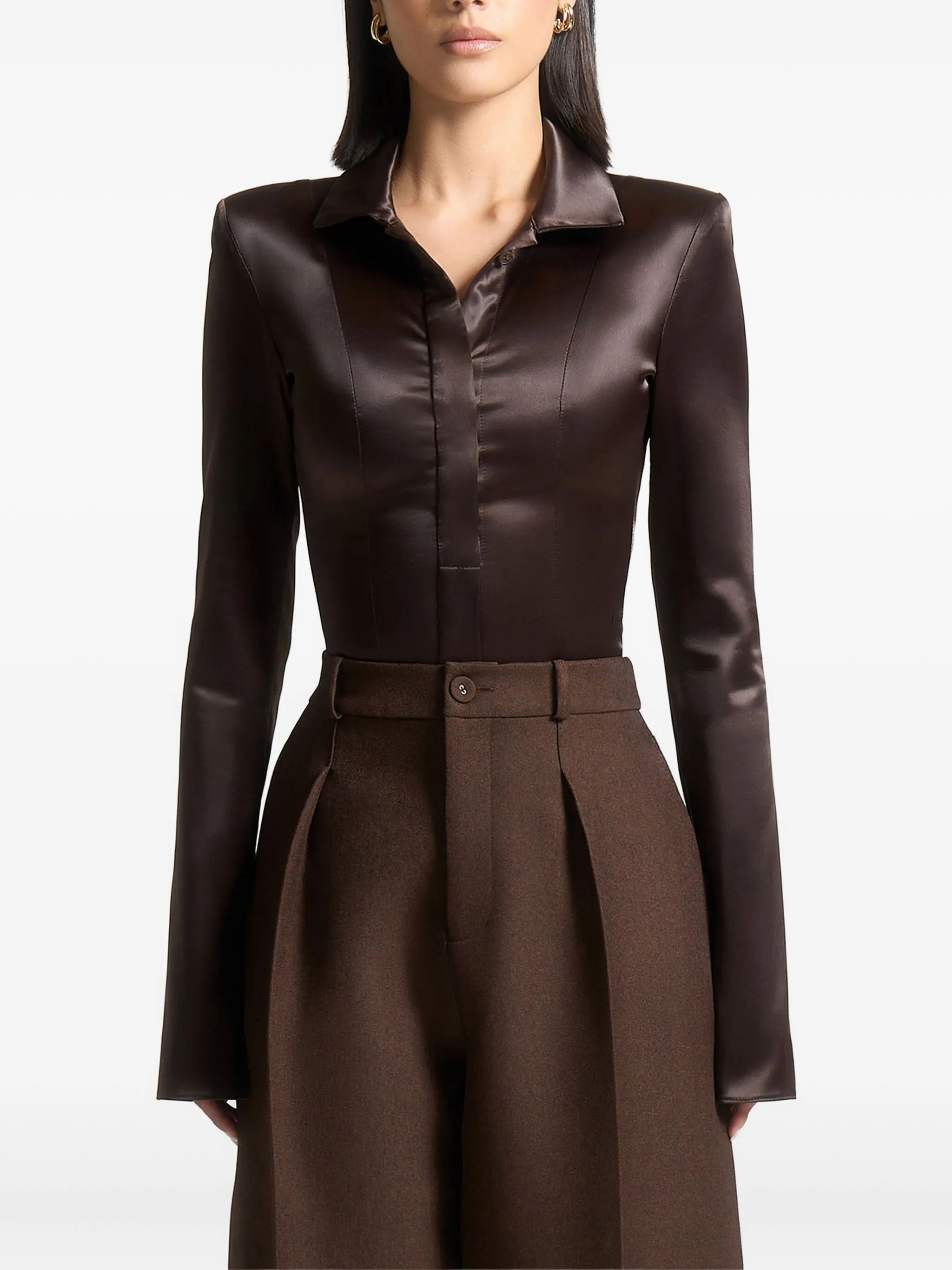 Атласное боди Louise с широкими плечами Manière De Voir, коричневый
Атласное боди Louise с широкими плечами Manière De Voir, коричневый