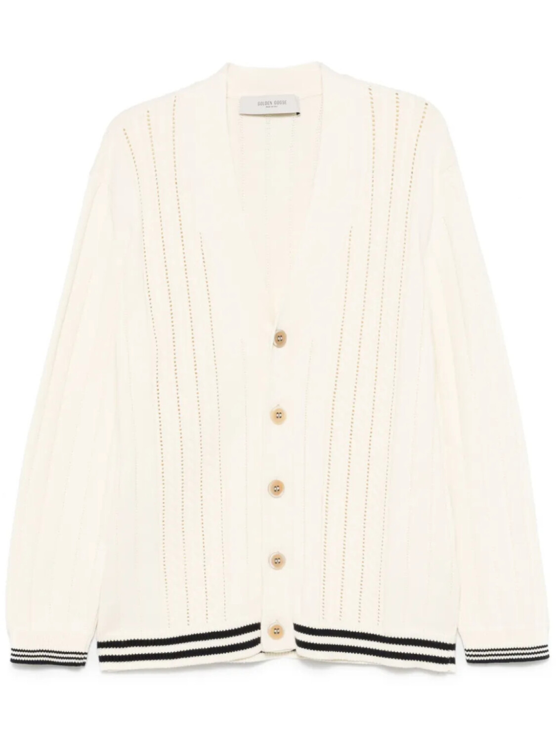Кардиган Golden Goose из хлопка, связанный косами, белый
Кардиган Golden Goose из хлопка, связанный косами, белый