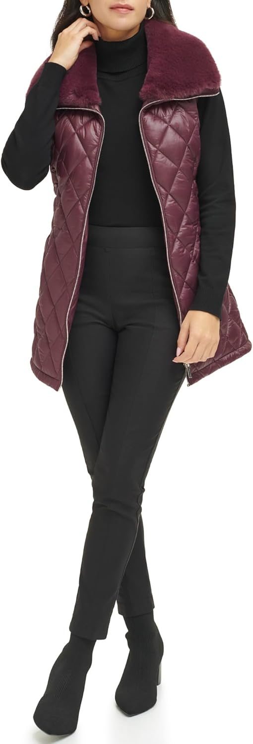 Calvin Klein Женская стеганая жилетка с меховым воротником, Port
Calvin Klein Женская стеганая жилетка с меховым воротником, Port