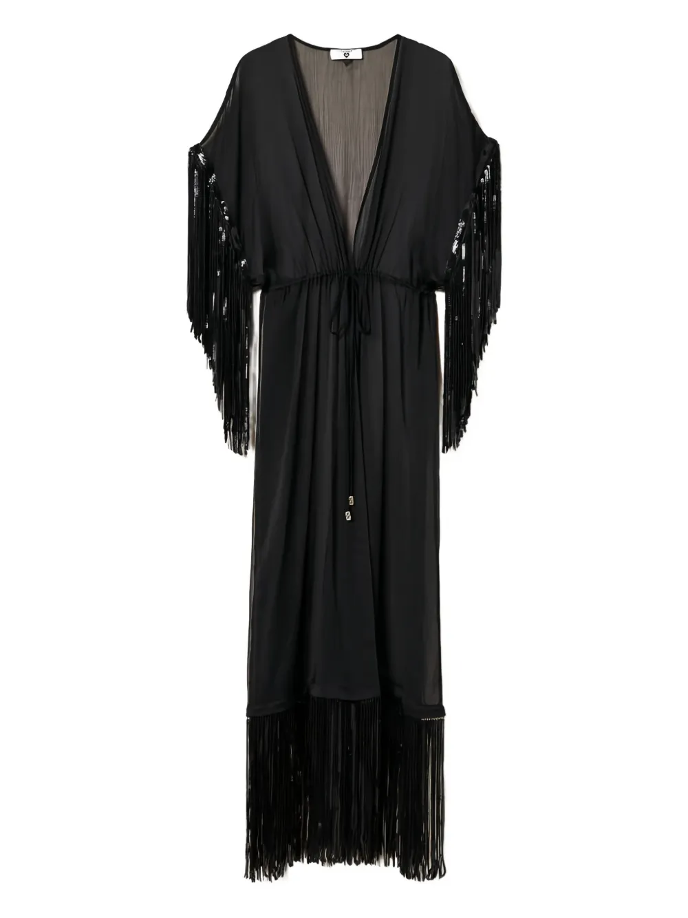 Накидка с бахромой, украшенная пайетками TWINSET, черный
Накидка с бахромой, украшенная пайетками TWINSET, черный