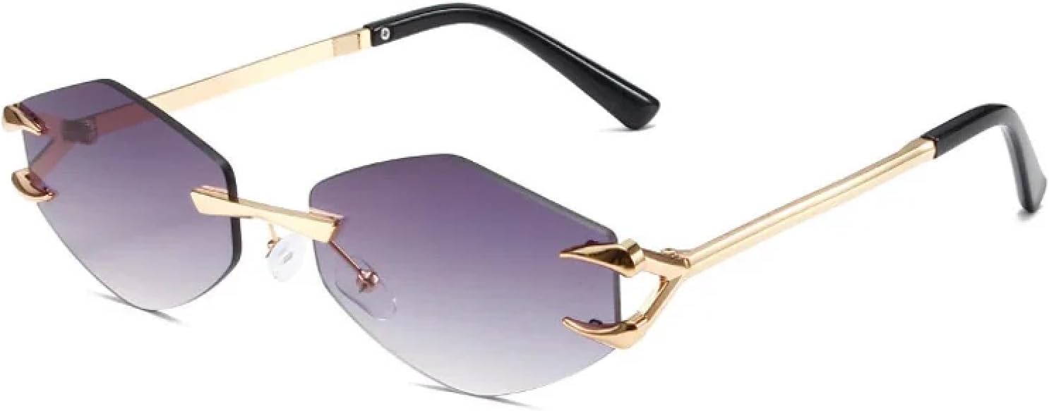 Винтажные солнцезащитные очки без оправы для женщин, модные, асимметричной формы, в стиле панк, с градиентным покрытием, защита от УФ-излучения UV400 TVTBBVV, Gold-gray
Винтажные солнцезащитные очки без оправы для женщин, модные, асимметричной формы, в стиле панк, с градиентным покрытием, защита от УФ-излучения UV400 TVTBBVV, Gold-gray