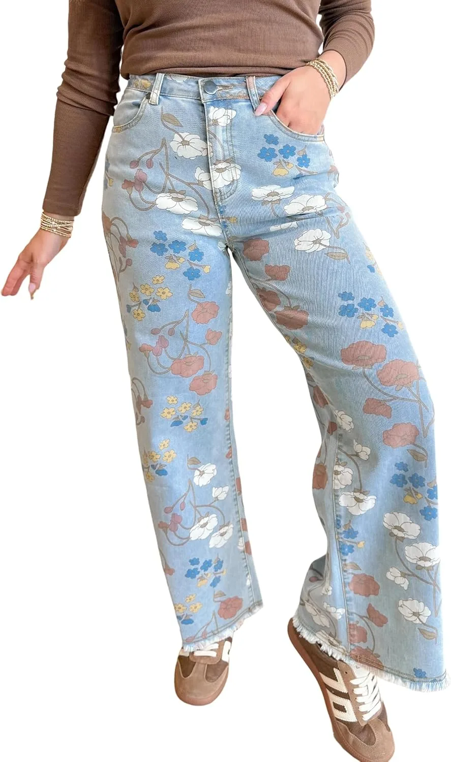 Джинсы для женщин Sky Blue с цветочным принтом и рваным краем Loricete
Джинсы для женщин Sky Blue с цветочным принтом и рваным краем Loricete