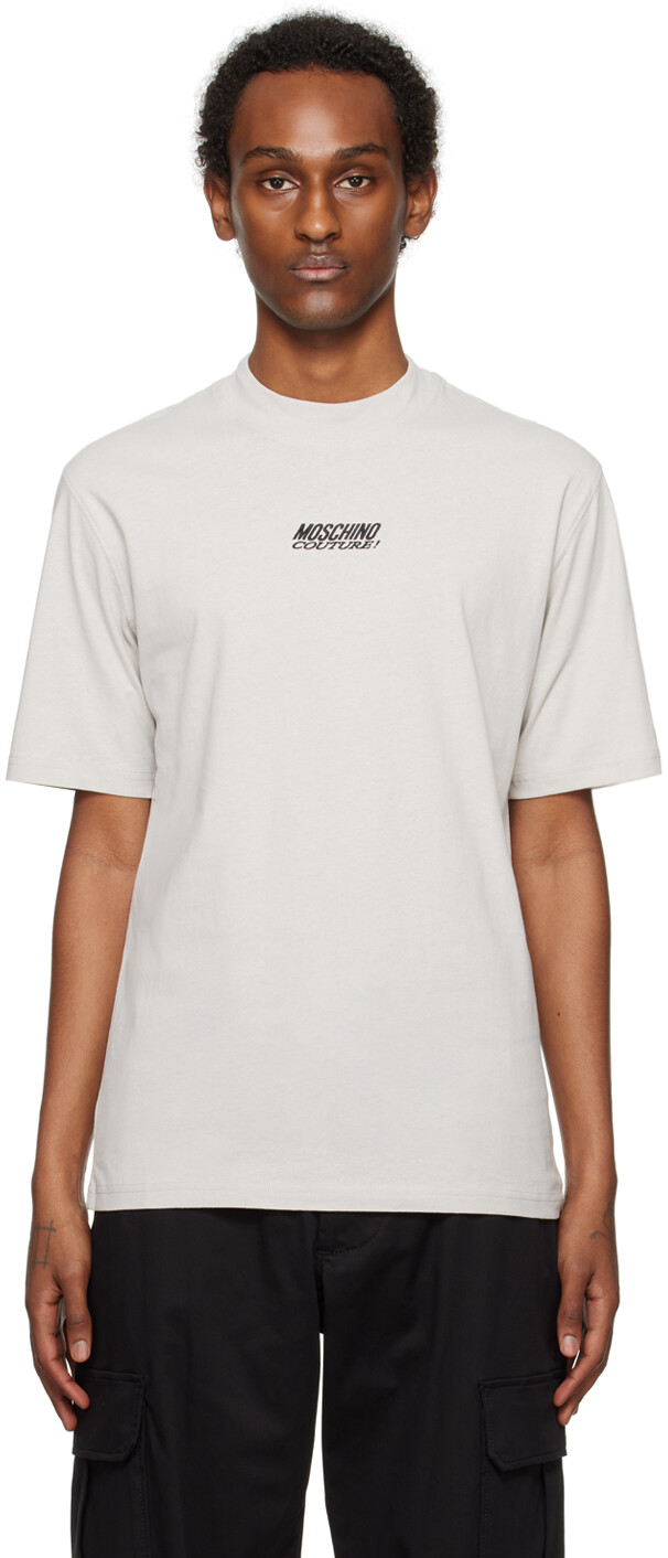 Вышитая футболка Moschino, серый 
Вышитая футболка Moschino, серый