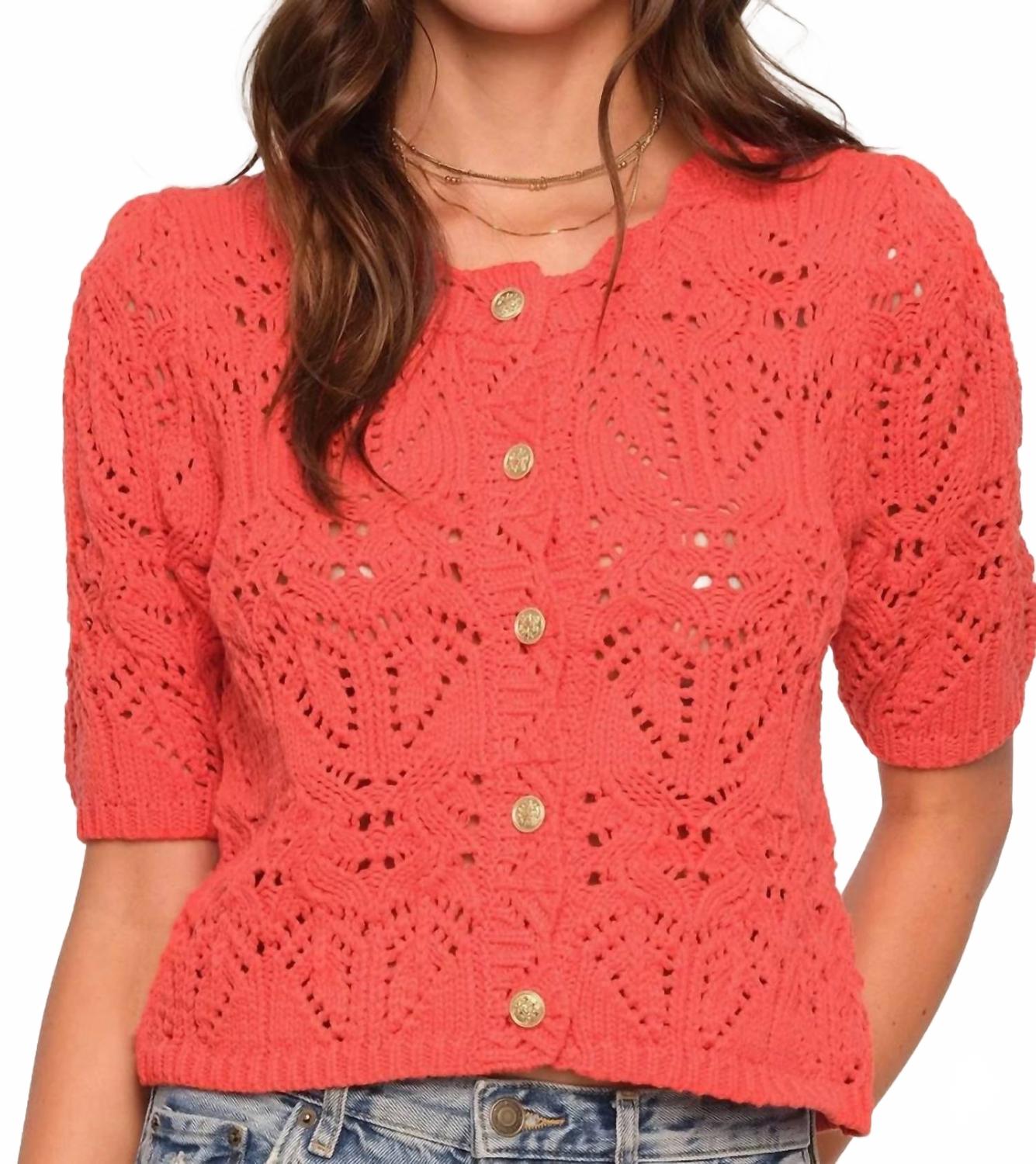 Кардиган с коротким рукавом Letitia в цвете пламя Heartloom, Flame 
Кардиган с коротким рукавом Letitia в цвете пламя Heartloom, Flame