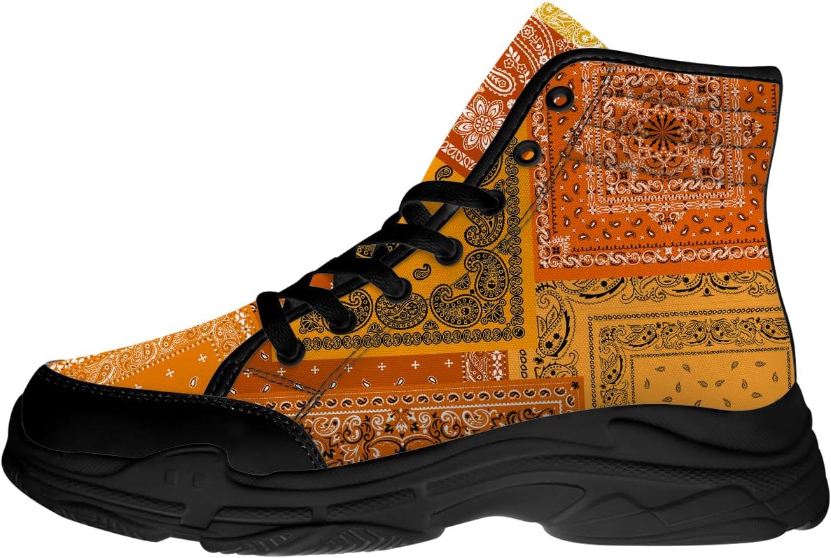 Высокие кеды с банданной для женщин и мужчин, парусиновые платформенные туфли с кружевной застежкой и принтом пейсли, подарки для нее и него Generic, оранжевый
Высокие кеды с банданной для женщин и мужчин, парусиновые платформенные туфли с кружевной застежкой и принтом пейсли, подарки для нее и него Generic, оранжевый