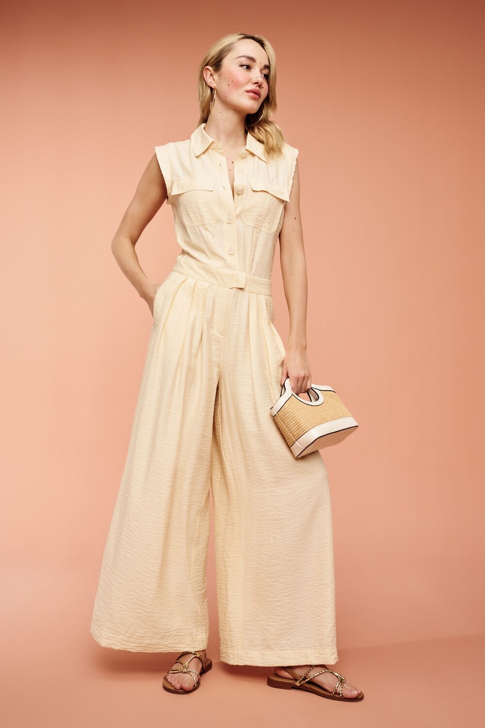 Фактурный комбинезон Next, бежевый 
Фактурный комбинезон Next, бежевый