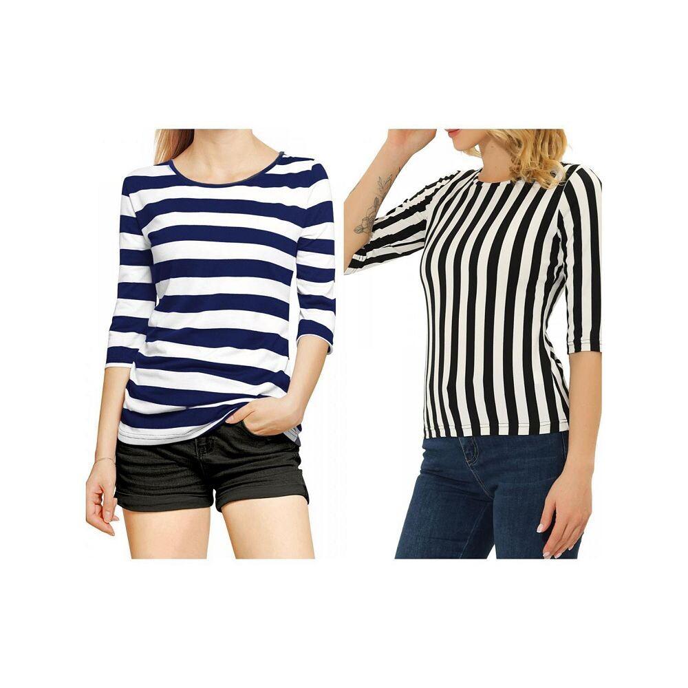 2 упаковки женских повседневных футболок с принтом и круглым вырезом с рукавами до локтя ALLEGRA K, цвет Blue Or Verticalstripe
2 упаковки женских повседневных футболок с принтом и круглым вырезом с рукавами до локтя ALLEGRA K, цвет Blue Or Verticalstripe