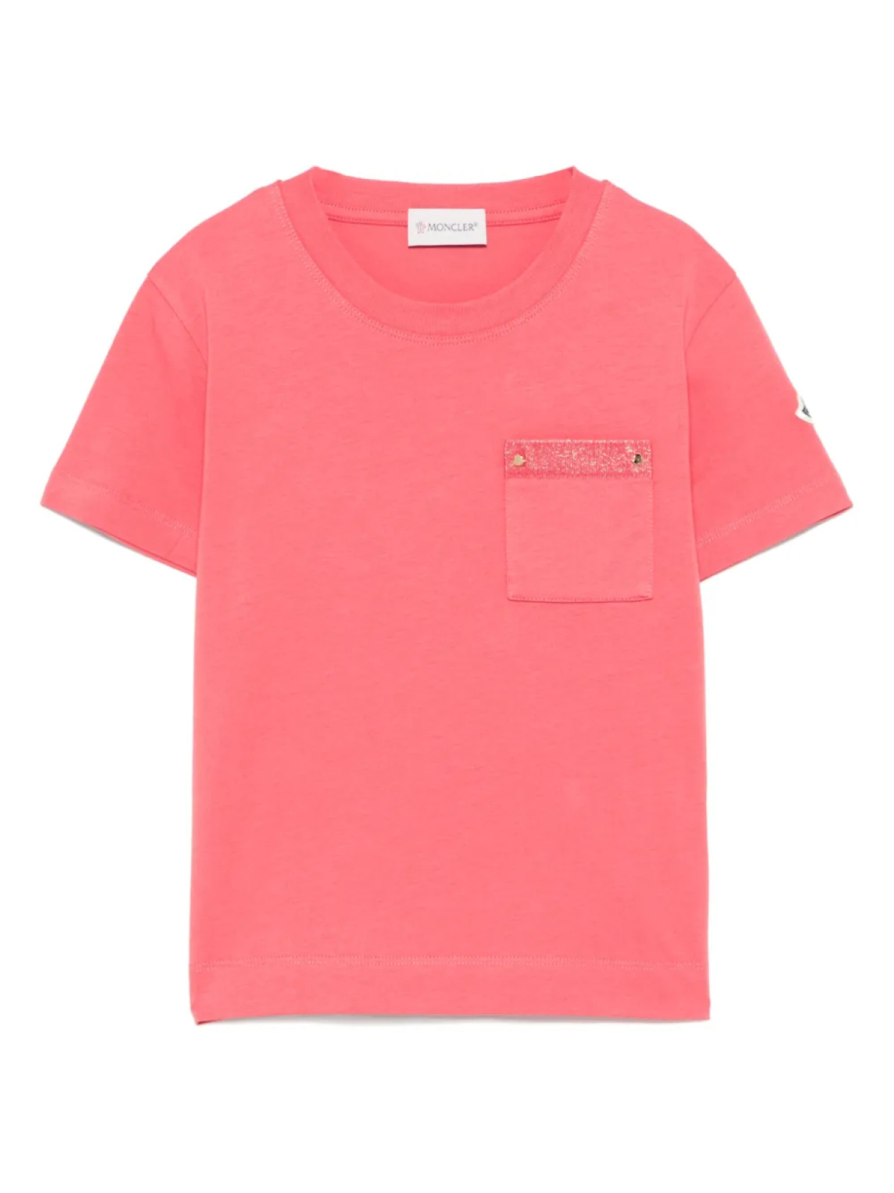 Moncler Enfant футболка с нашивкой-логотипом, розовый 
Moncler Enfant футболка с нашивкой-логотипом, розовый