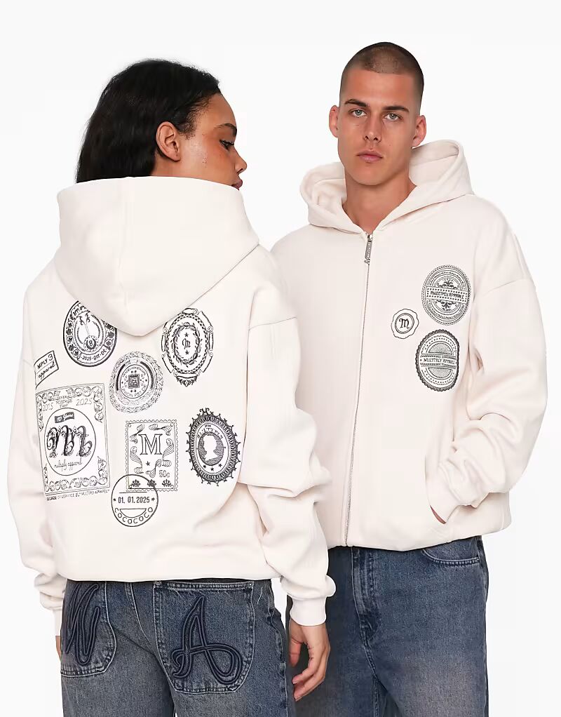 Multiply Apparel - Толстовка оверсайз в кремово-белом цвете с принтами
Multiply Apparel - Толстовка оверсайз в кремово-белом цвете с принтами