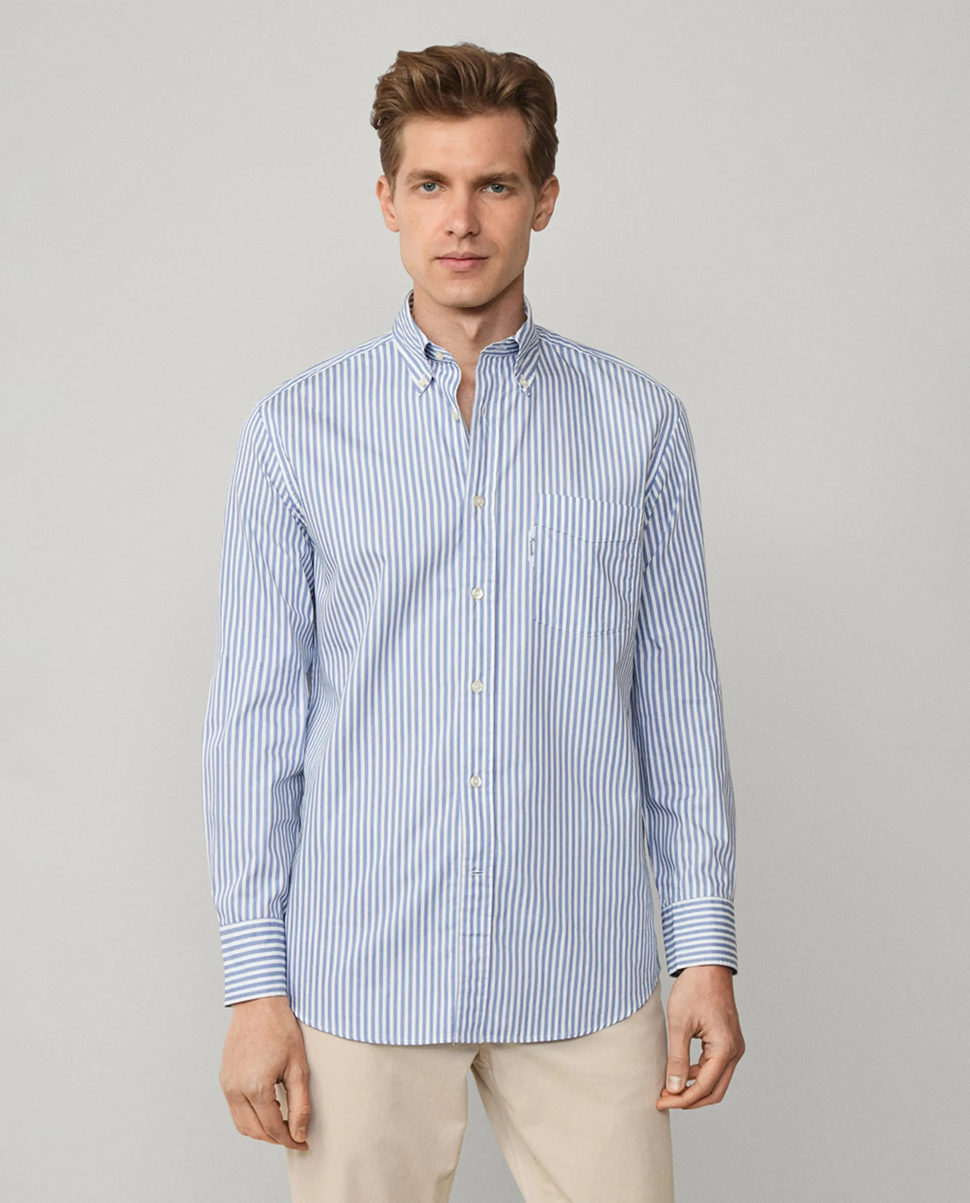 Мужская хлопковая рубашка в полоску клубного кроя Façonnable, синий
Мужская хлопковая рубашка в полоску клубного кроя Façonnable, синий