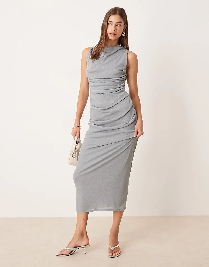 Платье миди без рукавов со сборками ASOS DESIGN серого цвета с сеткой
Платье миди без рукавов со сборками ASOS DESIGN серого цвета с сеткой