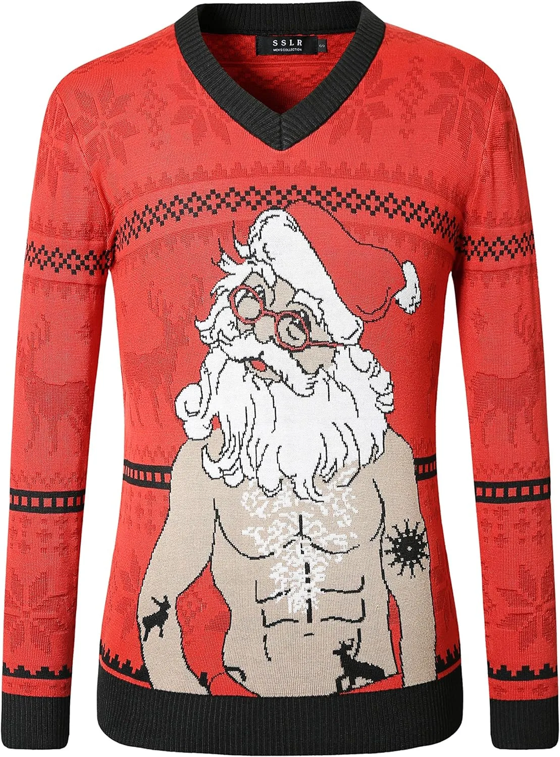 SSLR Мужской Ugly Christmas Sweater, вязаный свитер с ребристой вязкой
SSLR Мужской Ugly Christmas Sweater, вязаный свитер с ребристой вязкой