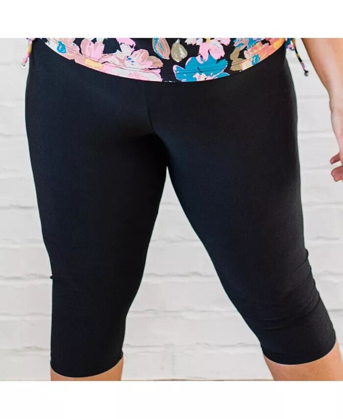 Женские леггинсы для плавания-капри больших размеров Calypsa, черный 
Женские леггинсы для плавания-капри больших размеров Calypsa, черный