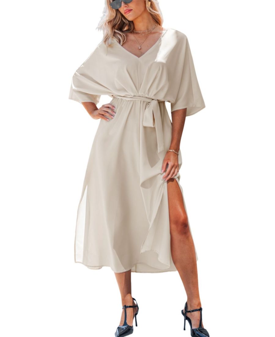 Женское пляжное платье миди с V-образным вырезом и поясом Cupshe, Beige/khaki
Женское пляжное платье миди с V-образным вырезом и поясом Cupshe, Beige/khaki