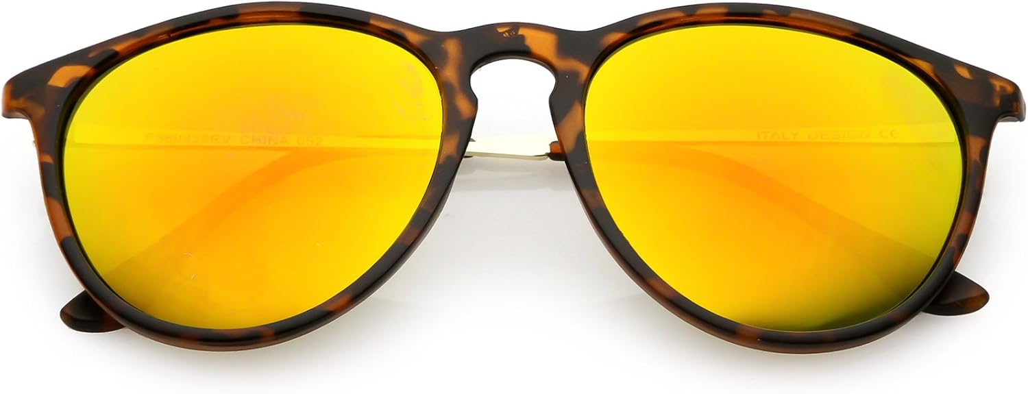 zeroUV - Современные солнцезащитные очки с металлическими дужками, круглыми зеркальными линзами и роговой оправой, диаметр линз 52 мм, Matte Tortoise Gold / Orange Yellow Mirror
zeroUV - Современные солнцезащитные очки с металлическими дужками, круглыми зеркальными линзами и роговой оправой, диаметр линз 52 мм, Matte Tortoise Gold / Orange Yellow Mirror