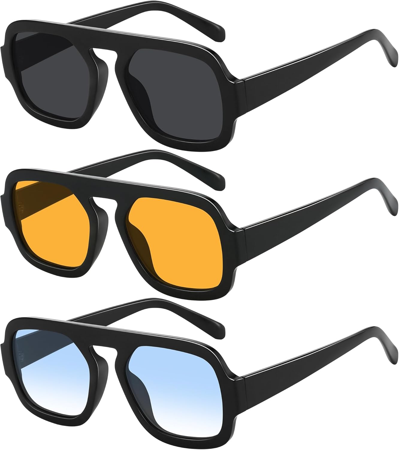 Квадратные солнцезащитные очки-авиаторы для женщин и мужчин - модные солнцезащитные очки с защитой от УФ-излучения, легкие и удобные Jectieey, A07-black/Grey&black/Orange&black/Light Blue
Квадратные солнцезащитные очки-авиаторы для женщин и мужчин - модные солнцезащитные очки с защитой от УФ-излучения, легкие и удобные Jectieey, A07-black/Grey&black/Orange&black/Light Blue