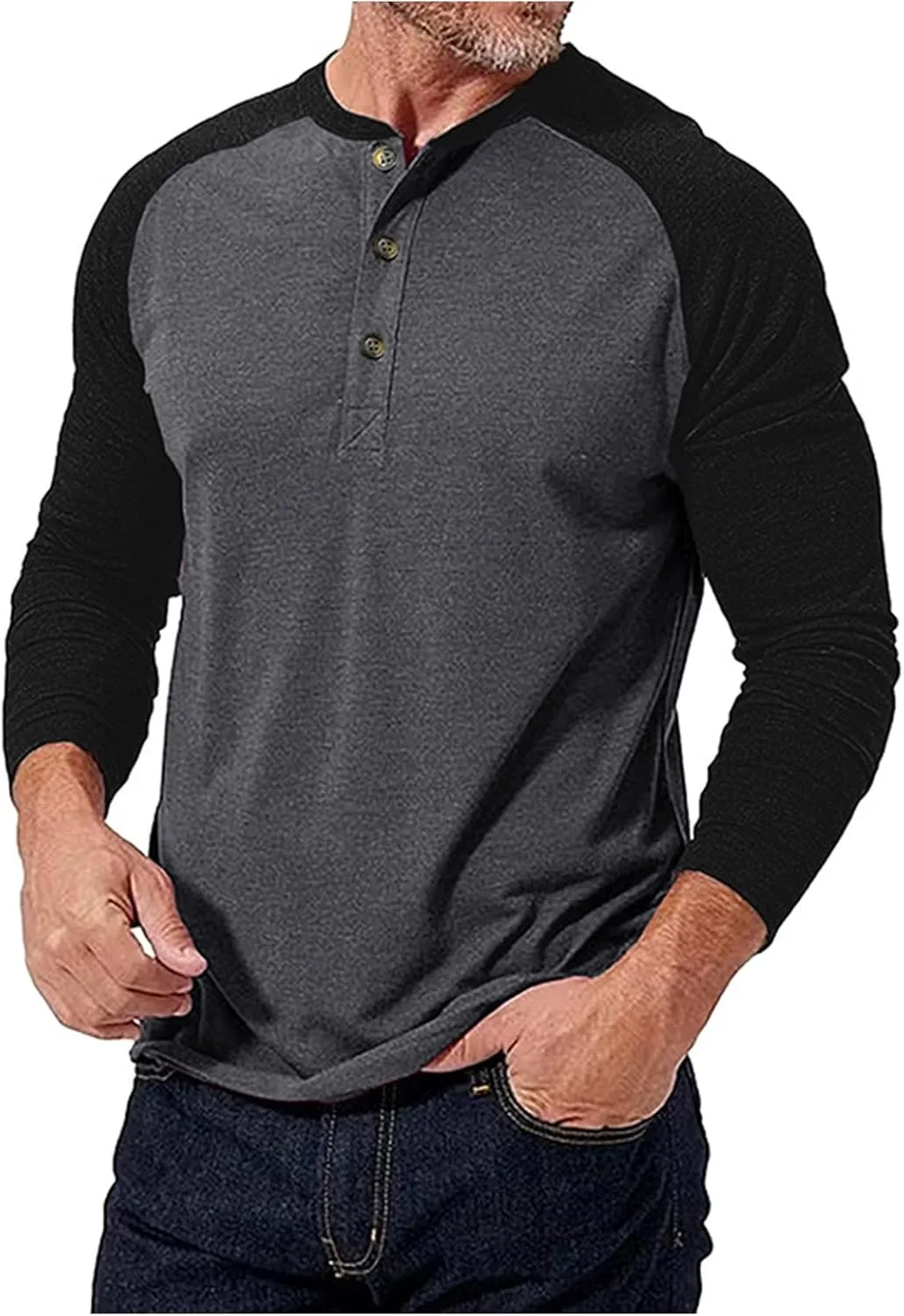 Мужская футболка хенли с рукавом реглан
Мужская футболка хенли с рукавом реглан