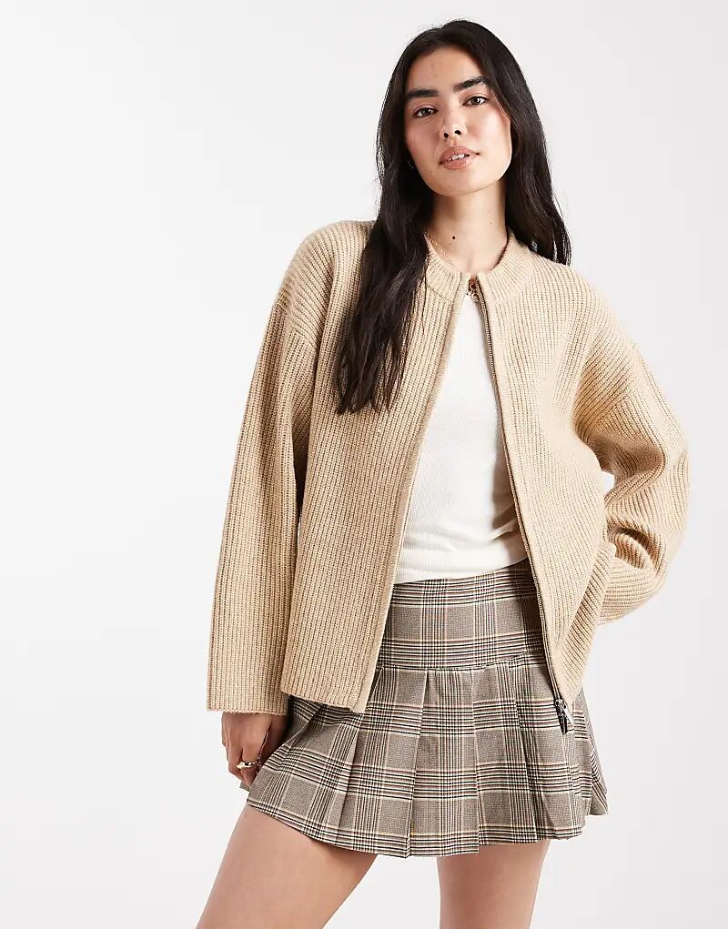 4th & Reckless Премиум-класса вязаный кардиган-бомбер с высоким воротом и двойной молнией цвета верблюжьей шерсти
4th & Reckless Премиум-класса вязаный кардиган-бомбер с высоким воротом и двойной молнией цвета верблюжьей шерсти