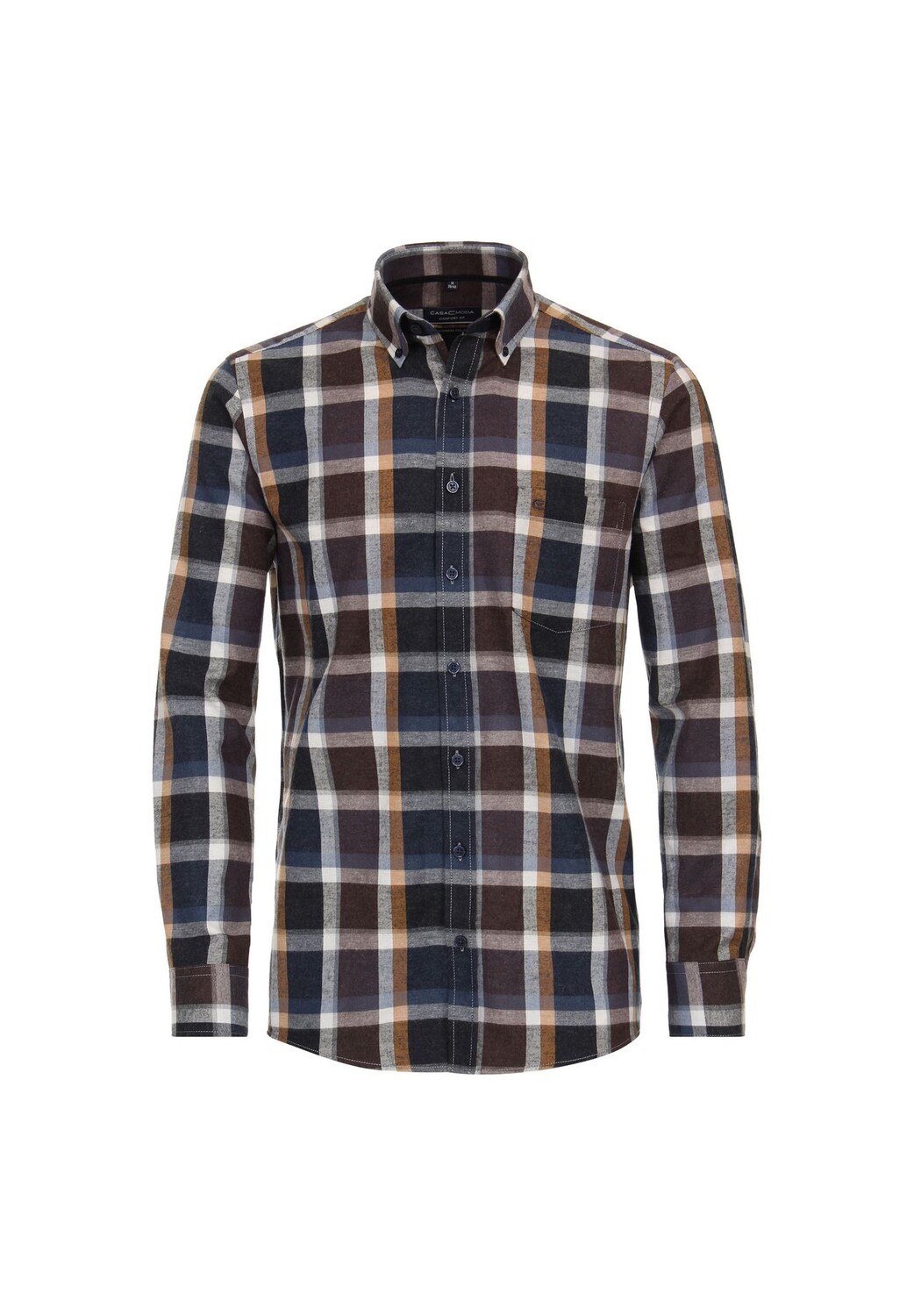 Мужская повседневная рубашка в клетку, комфортная посадка CASAMODA, оливковый 
Мужская повседневная рубашка в клетку, комфортная посадка CASAMODA, оливковый