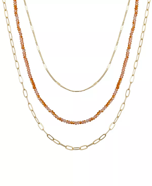 Комплект из 3 многослойных ожерелий из настоящего стекла и 14-каратного золота Unwritten, champagne
Комплект из 3 многослойных ожерелий из настоящего стекла и 14-каратного золота Unwritten, champagne