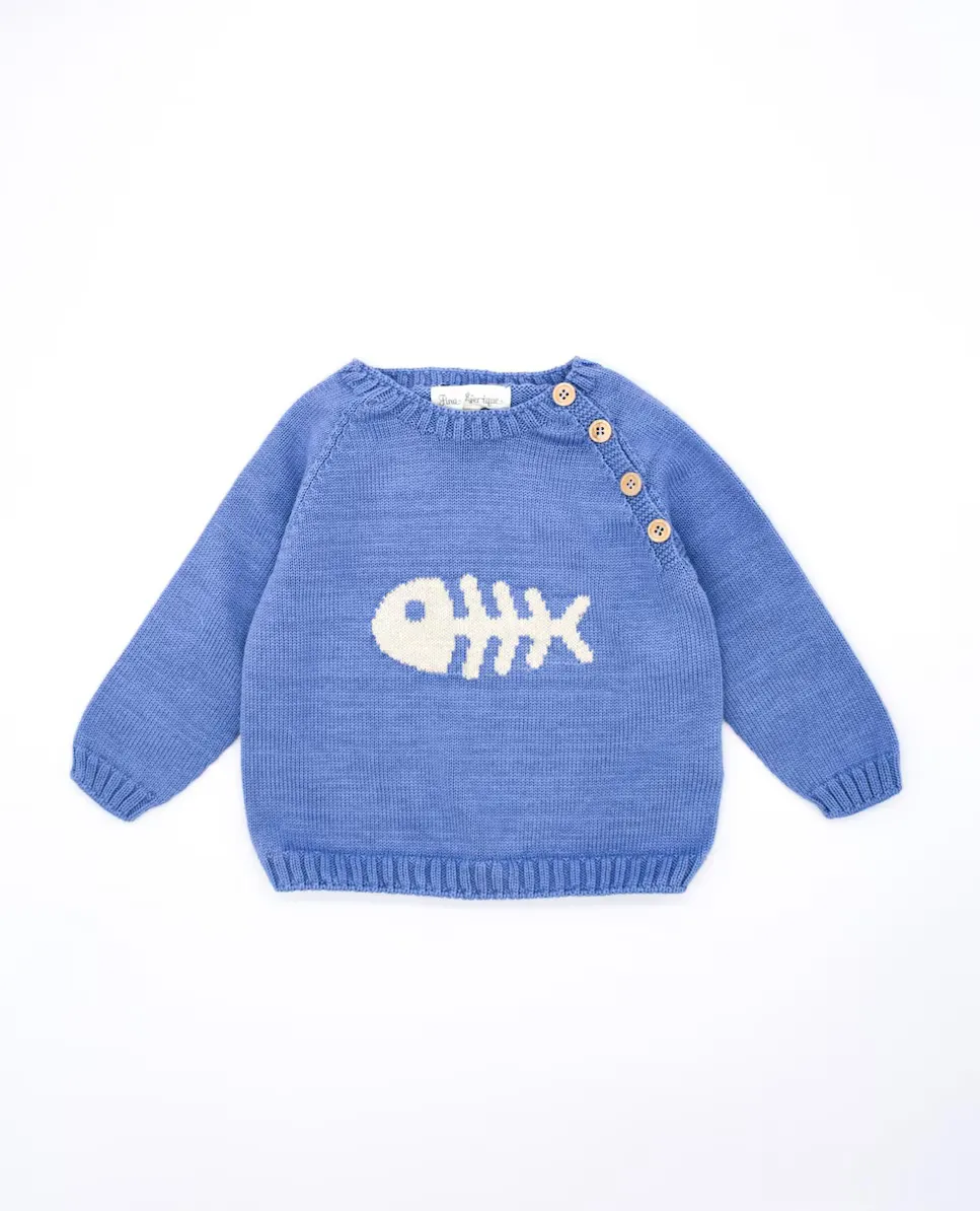 Хлопковый свитер для мальчика с рыбкой Fina Ejerique, синий индиго
Хлопковый свитер для мальчика с рыбкой Fina Ejerique, синий индиго