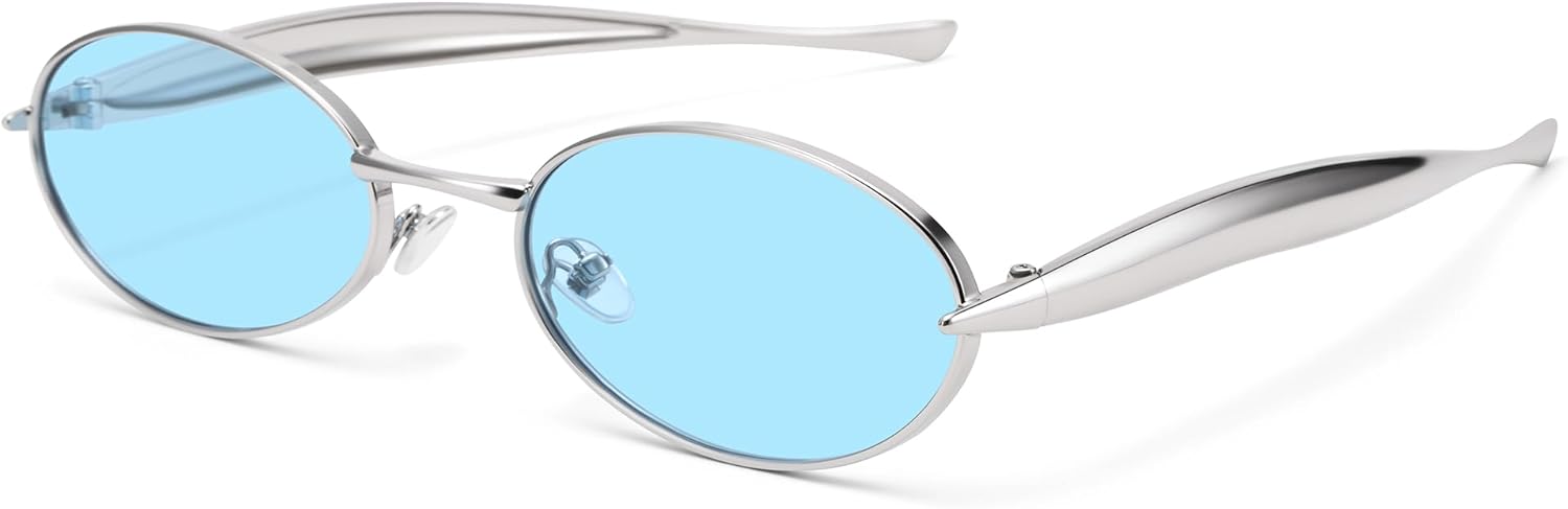 Солнцезащитные очки Hycredi Retro Oval для женщин и мужчин, модные классические металлические оправы в стиле 90-х, маленькие, с защитой от УФ-излучения UV400, стильные солнцезащитные очки 2025 года, C7 - Silver/Blue
Солнцезащитные очки Hycredi Retro Oval для женщин и мужчин, модные классические металлические оправы в стиле 90-х, маленькие, с защитой от УФ-излучения UV400, стильные солнцезащитные очки 2025 года, C7 - Silver/Blue