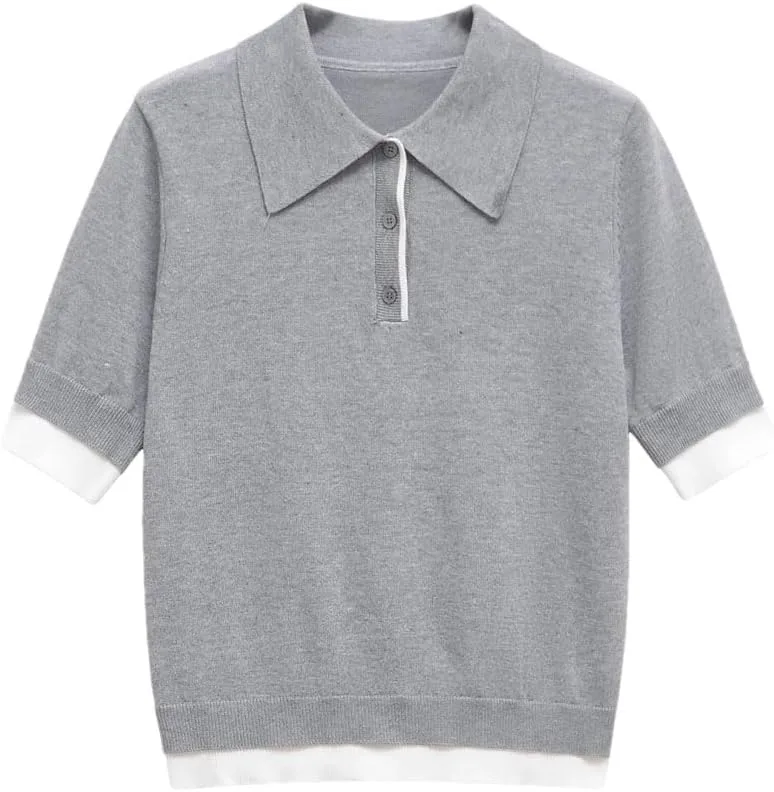 Женская поло футболка с вязаным воротником
Женская поло футболка с вязаным воротником