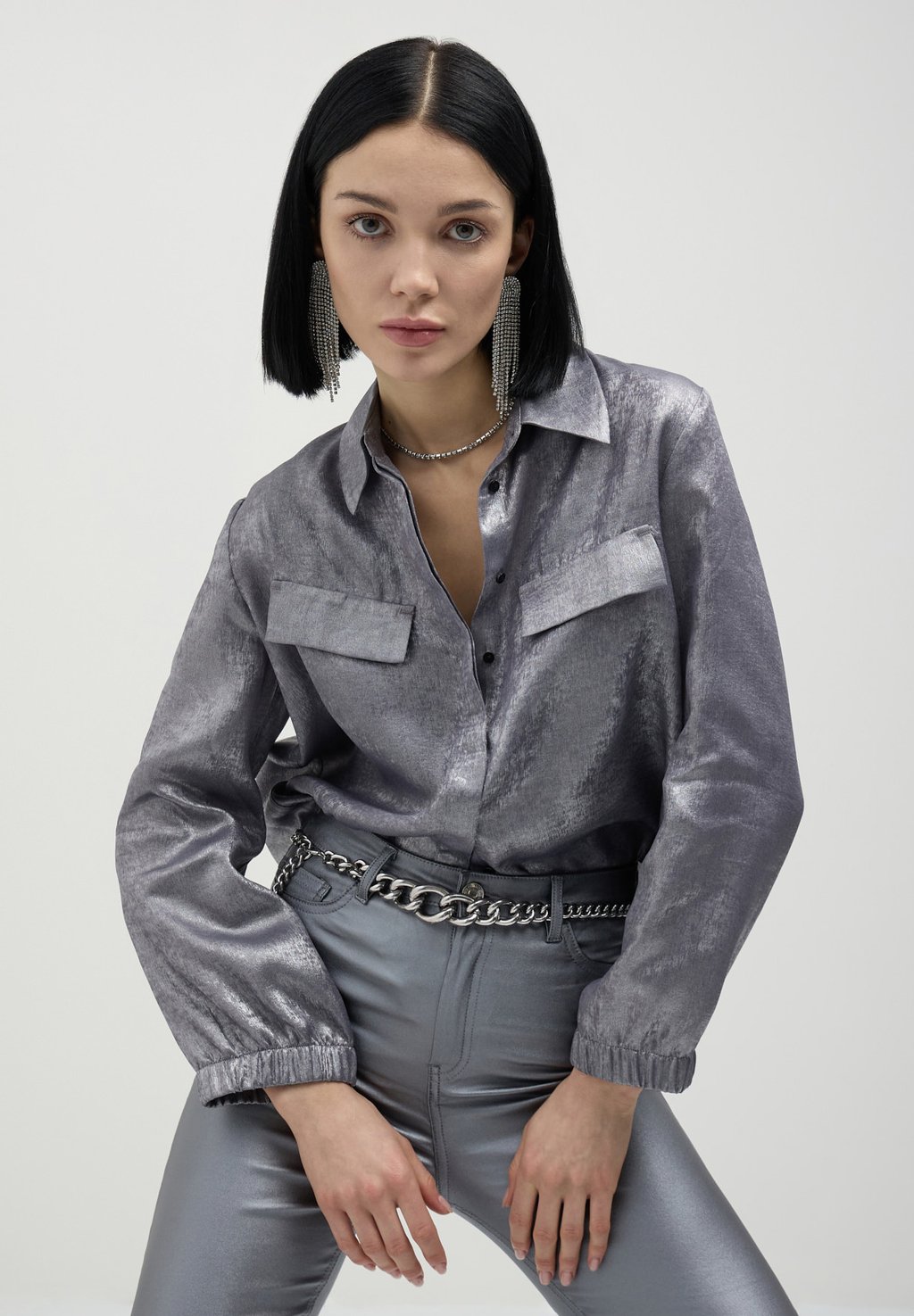 Блузка на пуговицах IN SPALMATO Calliope, серебряный
Блузка на пуговицах IN SPALMATO Calliope, серебряный