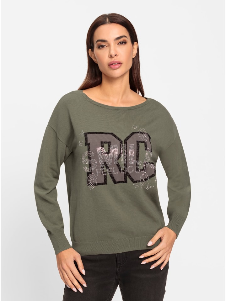 Свитер с круглым вырезом цвета хаки и черного цвета Heine
Свитер с круглым вырезом цвета хаки и черного цвета Heine