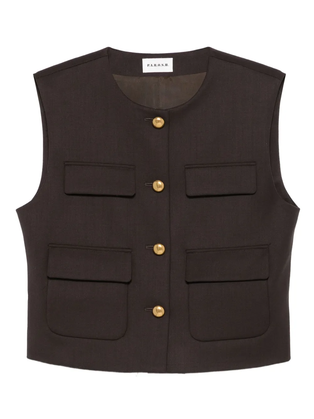 Жилет с карманами на пуговицах P.A.R.O.S.H., коричневый
Жилет с карманами на пуговицах P.A.R.O.S.H., коричневый