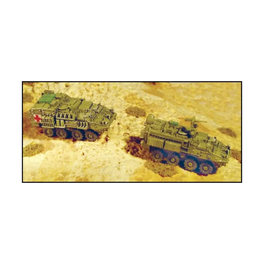 Командирская машина скорой помощи «Страйкер», Modern Micro Armour - United States - Strykers & LAV's (1:285)
Командирская машина скорой помощи «Страйкер», Modern Micro Armour - United States - Strykers & LAV's (1:285)