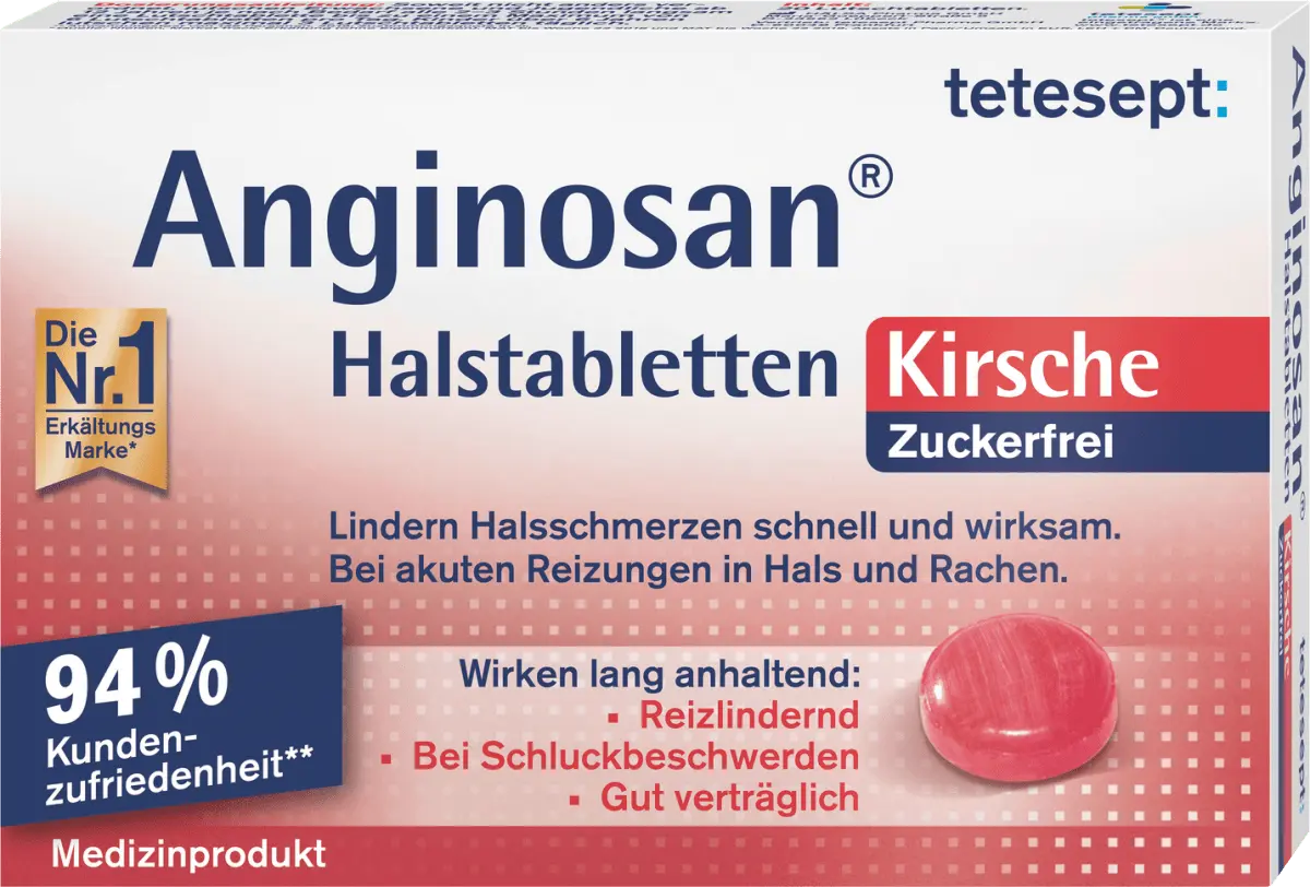 Ангиносан пастилки от горла вишня без сахара 20 шт. tetesept
Ангиносан пастилки от горла вишня без сахара 20 шт. tetesept