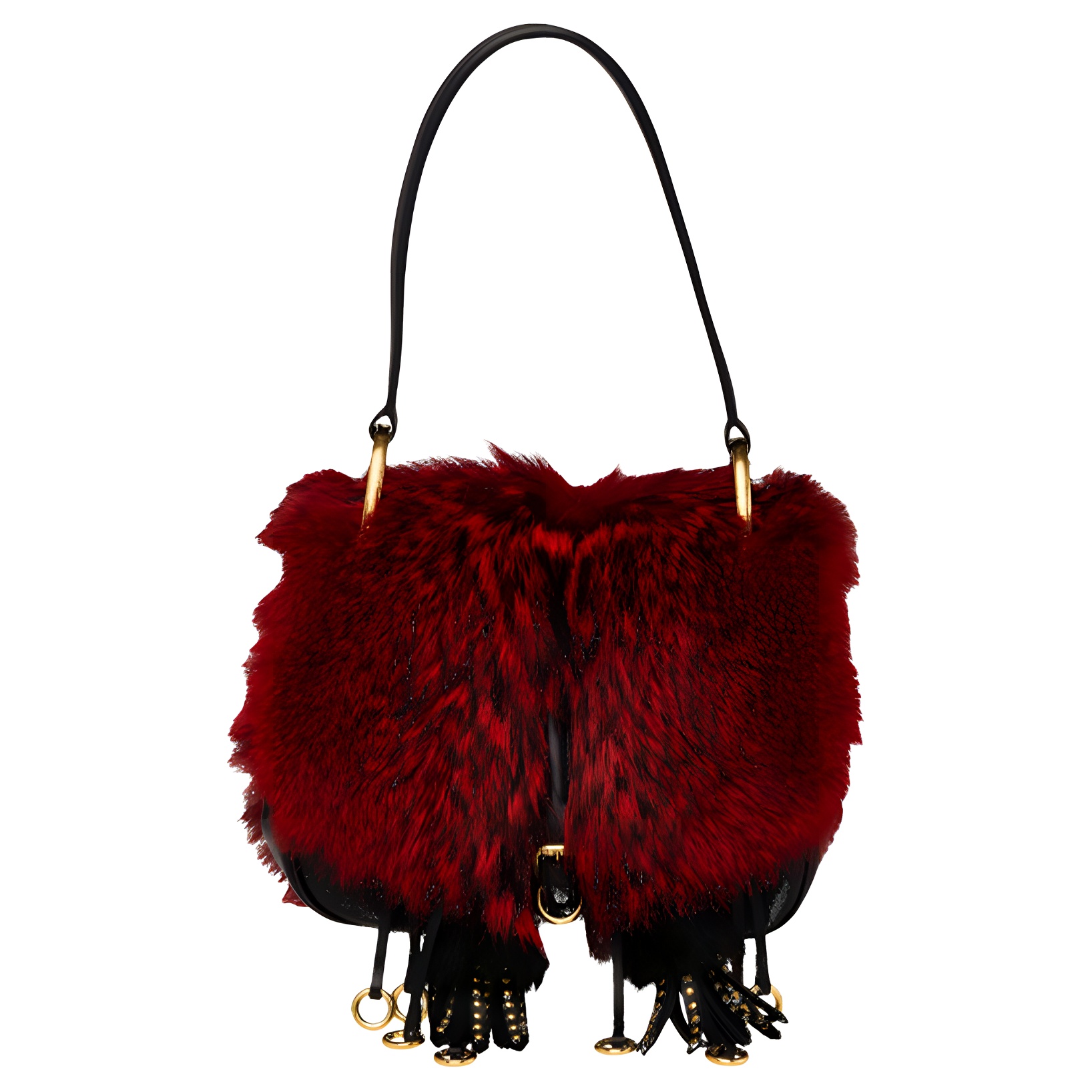 PRADA Женская кожаная сумка через плечо с бахромой из телячьей и лисьей кожи красно-черная
PRADA Женская кожаная сумка через плечо с бахромой из телячьей и лисьей кожи красно-черная