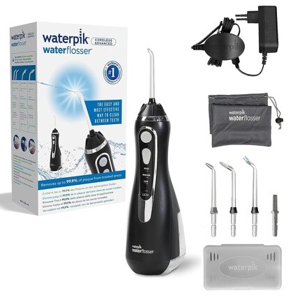 Беспроводная ирригационная насадка Advanced Waterflosser с 4 насадками и 3 настройками давления, индукционная система зарядки, черный, 1 упаковка, Waterpik
Беспроводная ирригационная насадка Advanced Waterflosser с 4 насадками и 3 настройками давления, индукционная система зарядки, черный, 1 упаковка, Waterpik