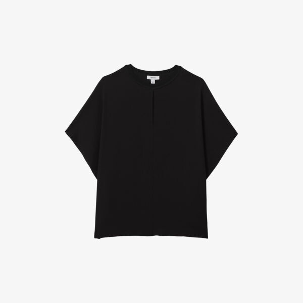 Топ Tania с драпированными рукавами из ткани Reiss, черный 
Топ Tania с драпированными рукавами из ткани Reiss, черный