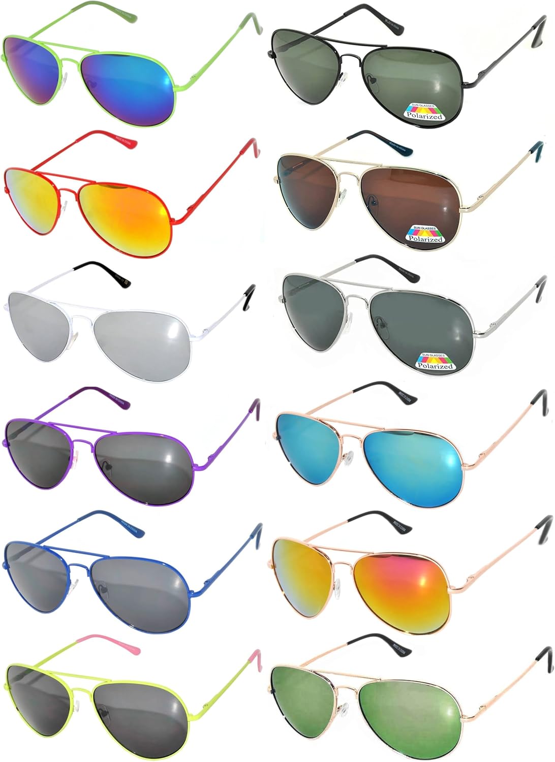 Набор из 12 солнцезащитных очков-авиаторов, металлические оправы золотого, серебряного и цветного цвета, разные оттенки, зеркальные линзы, пружинные шарниры OWL (12 пар, цветные), Gold,silver
Набор из 12 солнцезащитных очков-авиаторов, металлические оправы золотого, серебряного и цветного цвета, разные оттенки, зеркальные линзы, пружинные шарниры OWL (12 пар, цветные), Gold,silver