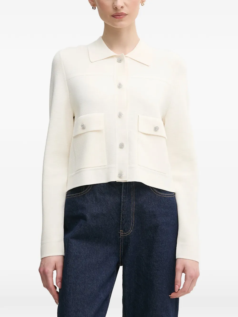 Кардиган с украшенным карманом Oui, белый
Кардиган с украшенным карманом Oui, белый