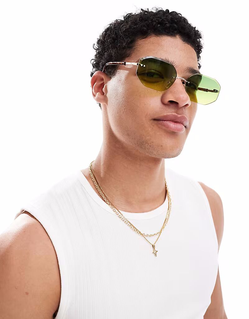 Солнцезащитные очки ONLY & SONS в стиле ретро без оправы зеленого цвета с черепаховым принтом
Солнцезащитные очки ONLY & SONS в стиле ретро без оправы зеленого цвета с черепаховым принтом